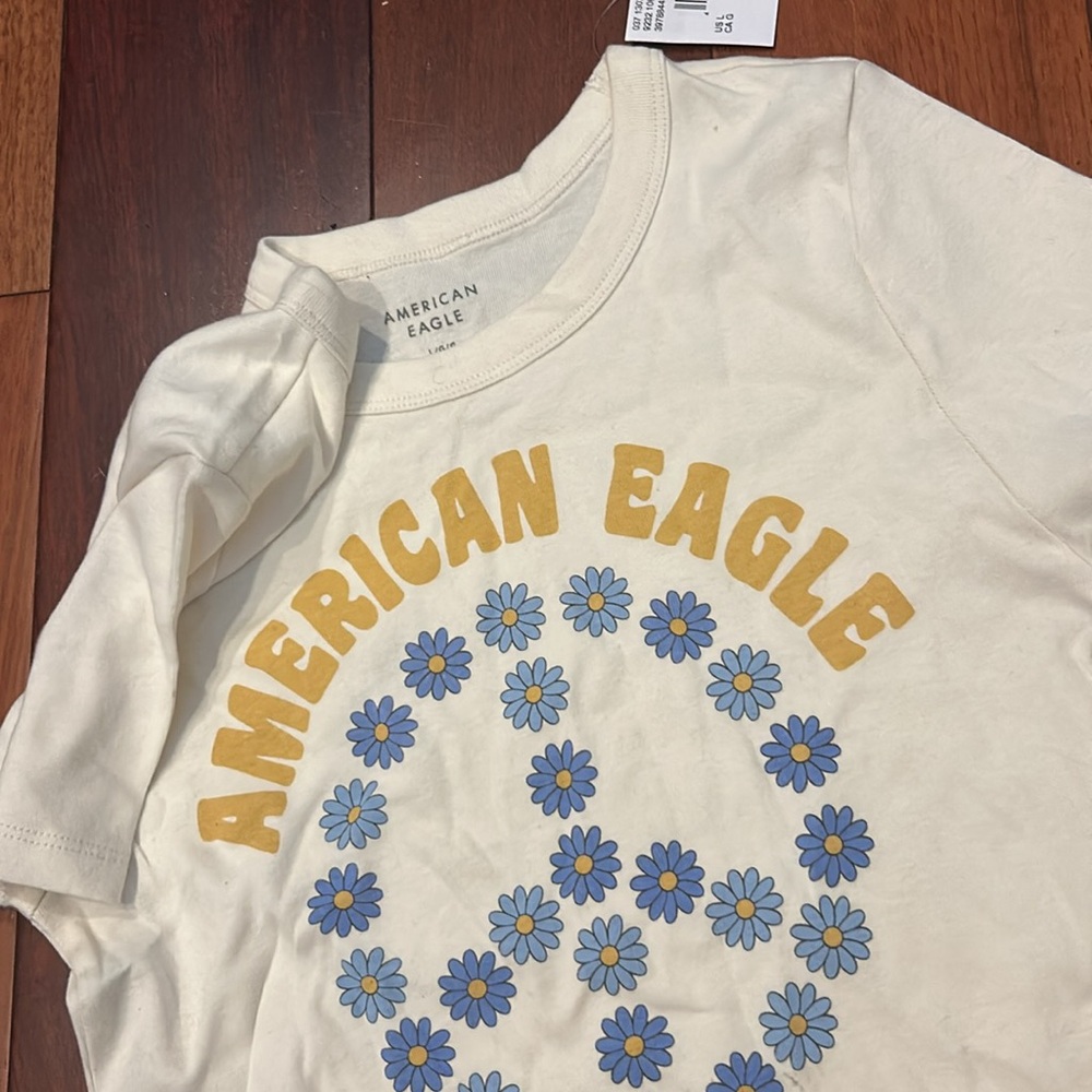 Girls American Eagle peace flower tee-shirt L - Picture 7 of 7